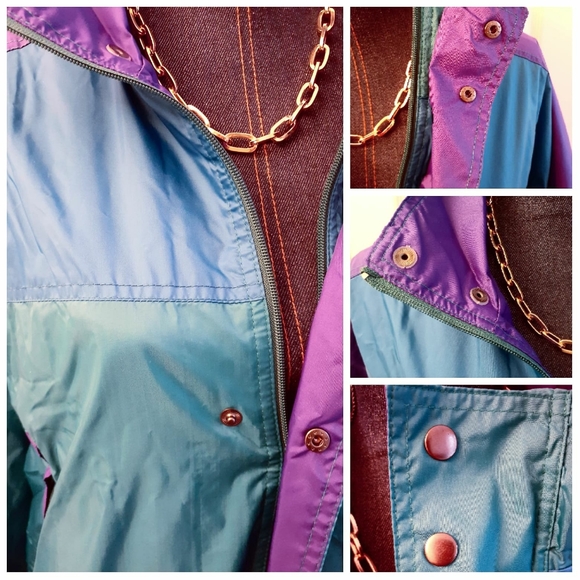 💎NEW Rare Vintage Unisex Sumaggo Turquoise Windbreaker Jacket - Picture 2 of 9